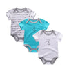 3-Piece Newborn Baby Romper Set 100% Cotton Short-Sleeve Bodysuits