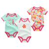 3-Piece Newborn Baby Romper Set 100% Cotton Short-Sleeve Bodysuits