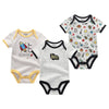 3-Piece Newborn Baby Romper Set 100% Cotton Short-Sleeve Bodysuits