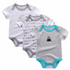 3-Piece Newborn Baby Romper Set 100% Cotton Short-Sleeve Bodysuits