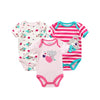 3-Piece Newborn Baby Romper Set 100% Cotton Short-Sleeve Bodysuits