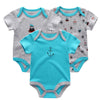 3-Piece Newborn Baby Romper Set 100% Cotton Short-Sleeve Bodysuits