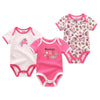 3-Piece Newborn Baby Romper Set 100% Cotton Short-Sleeve Bodysuits