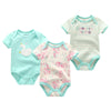 3-Piece Newborn Baby Romper Set 100% Cotton Short-Sleeve Bodysuits