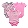 3-Piece Newborn Baby Romper Set 100% Cotton Short-Sleeve Bodysuits