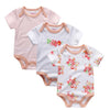 3-Piece Newborn Baby Romper Set 100% Cotton Short-Sleeve Bodysuits