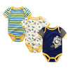 3-Piece Newborn Baby Romper Set 100% Cotton Short-Sleeve Bodysuits