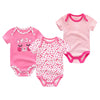 3-Piece Newborn Baby Romper Set 100% Cotton Short-Sleeve Bodysuits