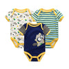 3-Piece Newborn Baby Romper Set 100% Cotton Short-Sleeve Bodysuits