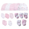 15-Piece Newborn Baby Accessories Set 100% Cotton Hats, Mittens & Socks